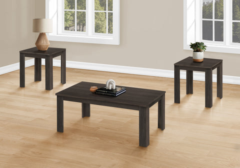 Table Set, 3pcs Set, Coffee, End, Side, Accent, Living Room, Brown Laminate, Transitional