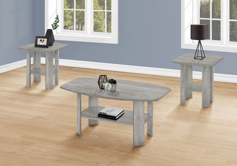 Table Set, 3pcs Set, Coffee, End, Side, Accent, Living Room, Grey Laminate, Transitional
