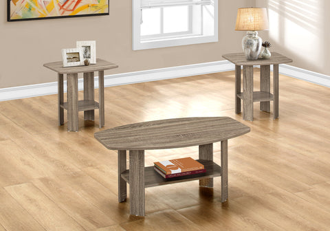 Table Set, 3pcs Set, Coffee, End, Side, Accent, Living Room, Brown Laminate, Transitional