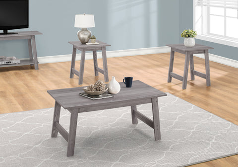 Table Set, 3pcs Set, Coffee, End, Side, Accent, Living Room, Grey Laminate, Transitional
