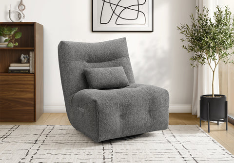 Reclining Chair, 35'' Wide, Power Heat Massage, Power Recliner, Swivel, Glider, Upholstered, Light Grey Fabric, Contemporary, Modern