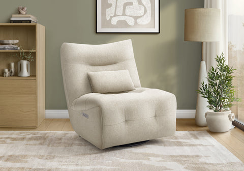 Reclining Chair, 35'' Wide, Power Heat Massage, Power Recliner, Swivel, Glider, Upholstered, Light Brown Fabric, Contemporary, Modern