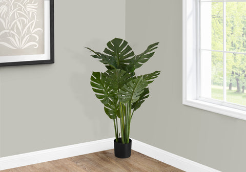 Artificial Plant, 45 Tall, Monstera Tree, Indoor, Faux, Fake, Floor, Greenery, Potted, Real Touch, Decorative, Green Leaves, Black Pot