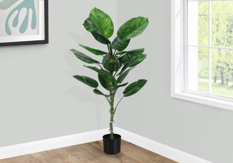 Artificial Plant, 54 Tall, Dieffenbachia Tree, Indoor, Faux, Fake, Floor, Greenery, Potted, Real Touch, Decorative, Green Leaves, Black Pot