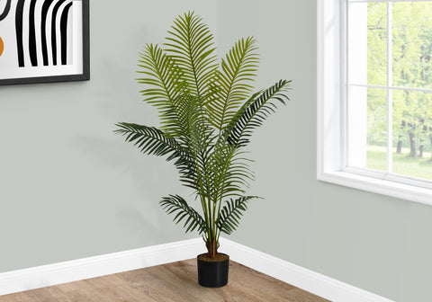 Artificial Plant, 57 Tall, Palm Tree, Indoor, Faux, Fake, Floor, Greenery, Potted, Real Touch, Decorative, Green Leaves, Black Pot