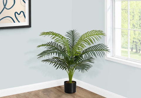 Artificial Plant, 34 Tall, Palm Tree, Indoor, Faux, Fake, Floor, Greenery, Potted, Real Touch, Decorative, Green Leaves, Black Pot