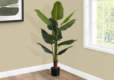 Artificial Plant, 59 Tall, Strelitzia Tree, Indoor, Faux, Fake, Floor, Greenery, Potted, Real Touch, Decorative, Green Leaves, Black Pot