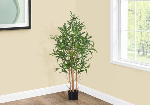 Artificial Plant, 50 Tall, Bamboo Tree, Indoor, Faux, Fake, Floor, Greenery, Potted, Decorative, Green Leaves, Black Pot