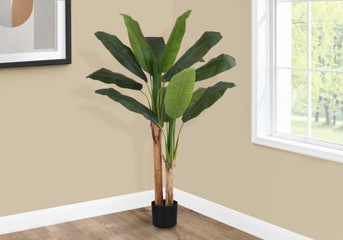 Artificial Plant, 55 Tall, Banana Tree, Indoor, Faux, Fake, Floor, Greenery, Potted, Real Touch, Decorative, Green Leaves, Black Pot