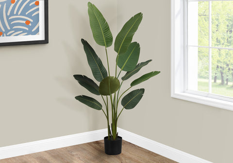 Artificial Plant, 60 Tall, Bird Of Paradise Tree, Indoor, Faux, Fake, Floor, Greenery, Potted, Decorative, Green Leaves, Black Pot