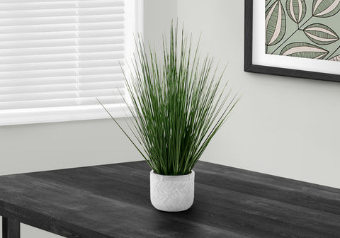 Artificial Plant, 21 Tall, Grass, Indoor, Faux, Fake, Table, Greenery, Potted, Real Touch, Decorative, Green Grass, White Pot