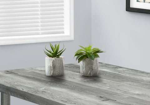 Artificial Plant, 6 Tall, Succulent, Indoor, Faux, Fake, Table, Greenery, Potted, Set Of 2, Decorative, Green Leaves, Grey Cement Pots