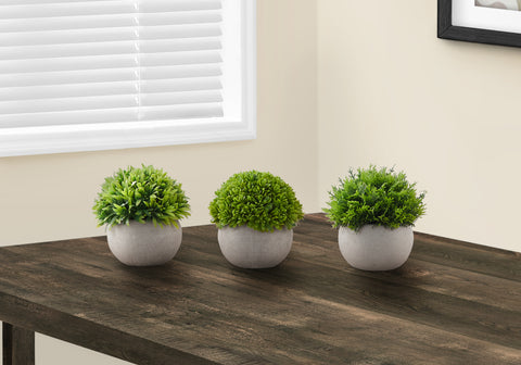 Artificial Plant, 5 Tall, Grass, Indoor, Faux, Fake, Table, Greenery, Potted, Set Of 3, Decorative, Green Plants, Grey Pots