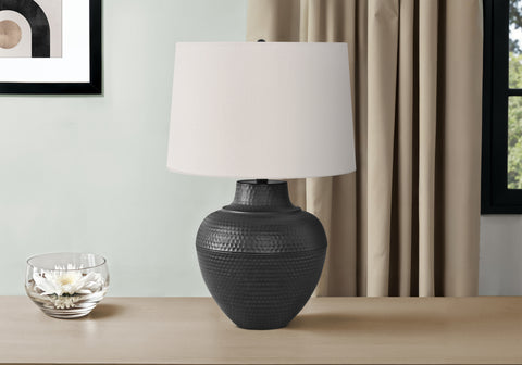 Lighting, 26H, Table Lamp, Black Metal, Ivory / Cream Shade, Transitional
