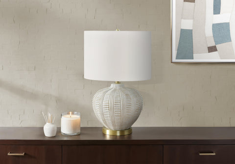 Lighting, 21H, Table Lamp, Ivory / Cream Shade, Cream Resin, Transitional
