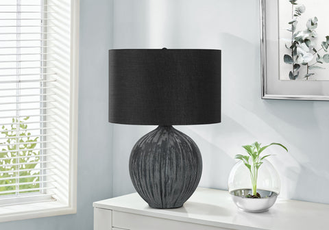 Lighting, 23H, Table Lamp, Black Ceramic, Black Shade, Contemporary