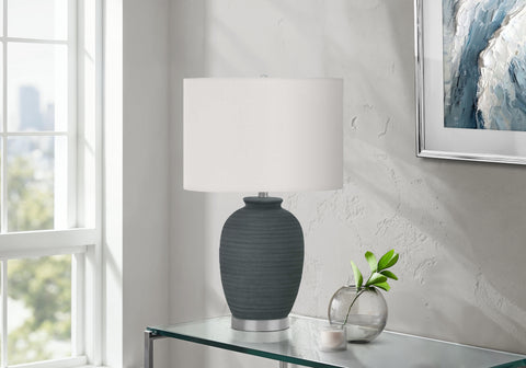 Lighting, 24H, Table Lamp, Blue Ceramic, Ivory / Cream Shade, Contemporary