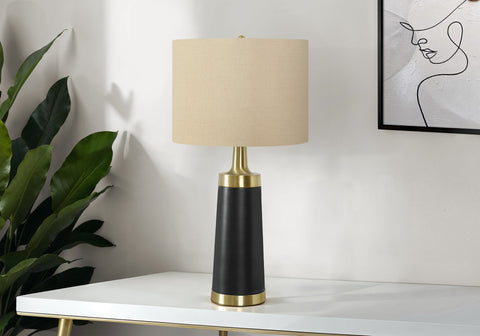 Lighting, 28H, Table Lamp, Black Metal, Beige Shade, Contemporary