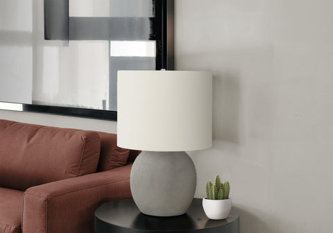 Lighting, 20H, Table Lamp, Grey Concrete, Ivory / Cream Shade, Contemporary