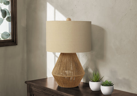 Lighting, 22H, Table Lamp, Brown Rope, Beige Shade, Transitional