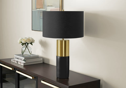 Lighting, 25H, Table Lamp, Black Concrete, Black Shade, Contemporary