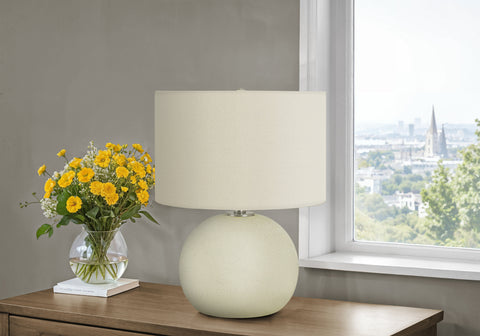 Lighting, 18H, Table Lamp, Ivory / Cream Shade, Cream Ceramic, Contemporary
