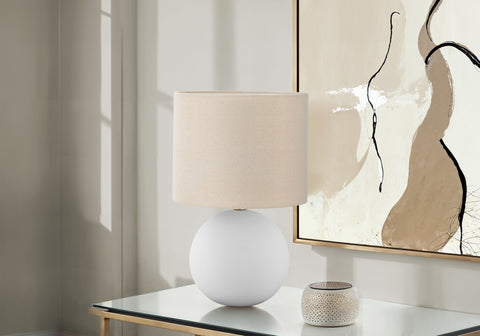 Lighting, 16H, Table Lamp, Cream Shade, Cream Ceramic, Contemporary