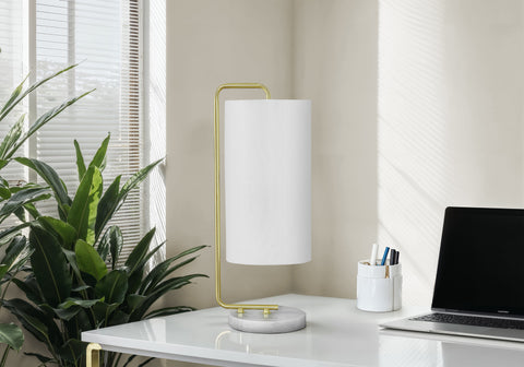 Lighting, 20H, Table Lamp, White Marble, Ivory / Cream Shade, Contemporary
