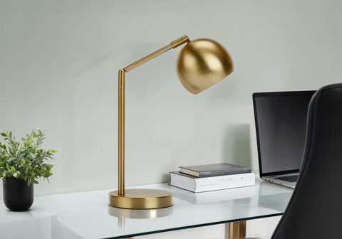 Lighting, 19H, Table Lamp, Gold Metal, Gold Shade, Contemporary