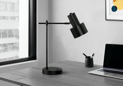 Lighting, 21H, Table Lamp, Usb Port Included, Black Metal, Black Shade, Modern