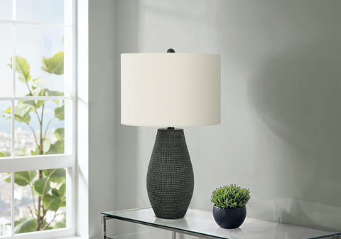 Lighting, 24H, Table Lamp, Black Resin, Ivory / Cream Shade, Contemporary
