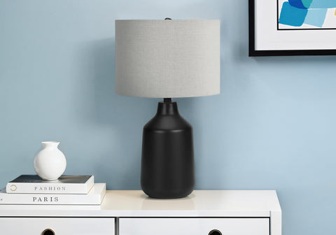 Lighting, 24H, Table Lamp, Black Concrete, Grey Shade, Contemporary