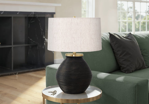 Lighting, 25H, Table Lamp, Black Concrete, Ivory / Cream Shade, Contemporary