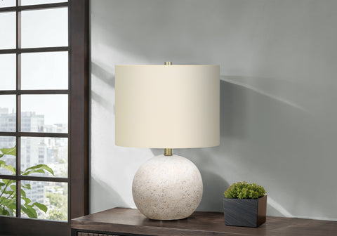 Lighting, 20H, Table Lamp, Grey Concrete, Ivory / Cream Shade, Contemporary