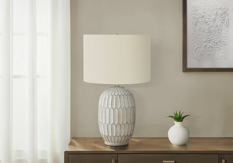 Lighting, 24H, Table Lamp, Cream Resin, Ivory / Cream Shade, Transitional