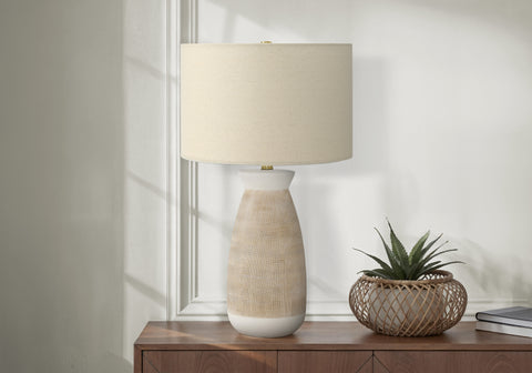 Lighting, 27H, Table Lamp, Cream Ceramic, Beige Shade, Contemporary