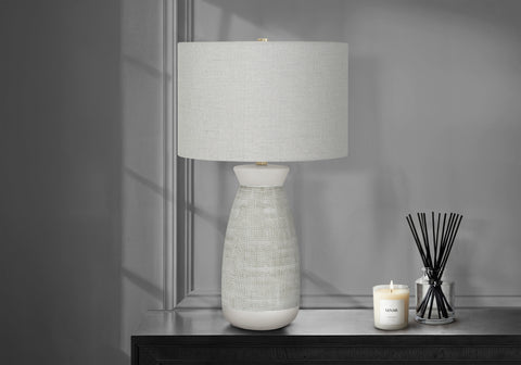 Lighting, 27H, Table Lamp, Grey Ceramic, Grey Shade, Contemporary