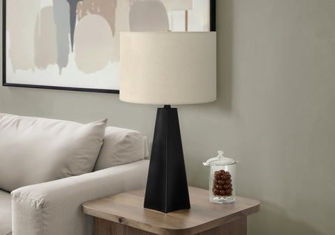 Lighting, 27H, Table Lamp, Black Resin, Beige Shade, Modern