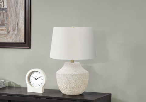 Lighting, 20H, Table Lamp, Cream Concrete, Ivory / Cream Shade, Modern