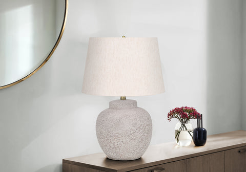 Lighting, 22H, Table Lamp, Cream Concrete, Ivory / Cream Shade, Modern
