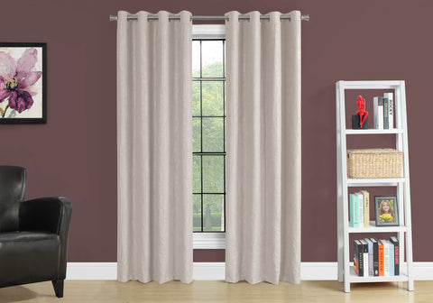 Curtain Panel, 2pcs Set, 54W X 95L, Room Darkening, Grommet, Living Room, Bedroom, Kitchen, Beige Micro Suede, Contemporary, Modern