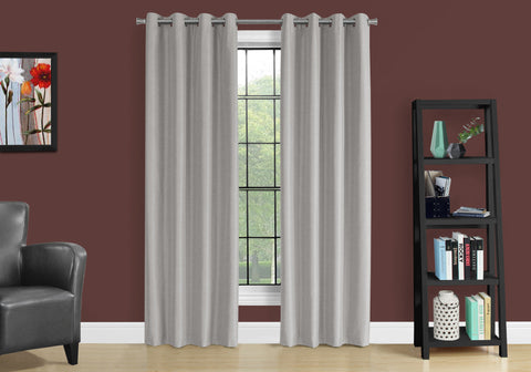 Curtain Panel, 2pcs Set, 54W X 84L, 100% Blackout, Grommet, Living Room, Bedroom, Kitchen, Grey Thermal Insulation Polyester, Contemporary, Modern