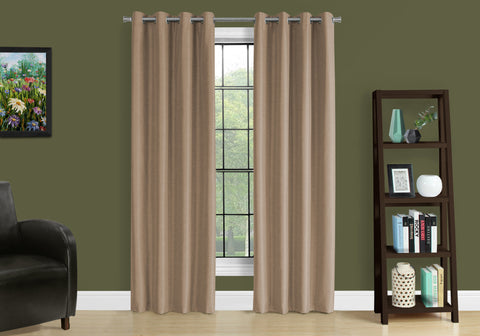 Curtain Panel, 2pcs Set, 54W X 95L, 100% Blackout, Grommet, Living Room, Bedroom, Kitchen, Brown Thermal Insulation Polyester, Contemporary, Modern