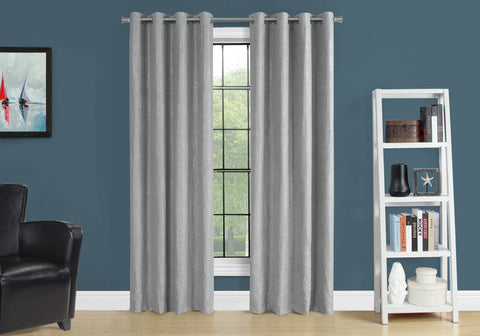 Curtain Panel, 2pcs Set, 54W X 95L, Room Darkening, Grommet, Living Room, Bedroom, Kitchen, Grey Micro Suede, Contemporary, Modern
