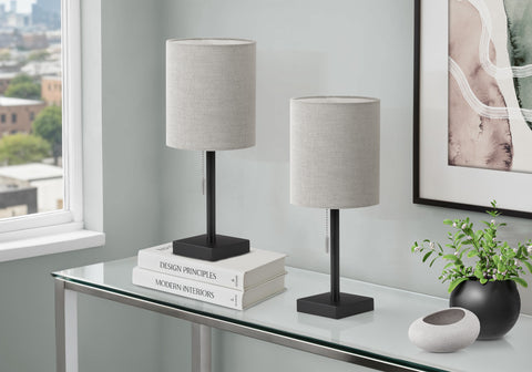 Lighting, Set Of 2, 17''H, Table Lamp, Usb Port Included, Cream Metal, Beige Shade, Contemporary