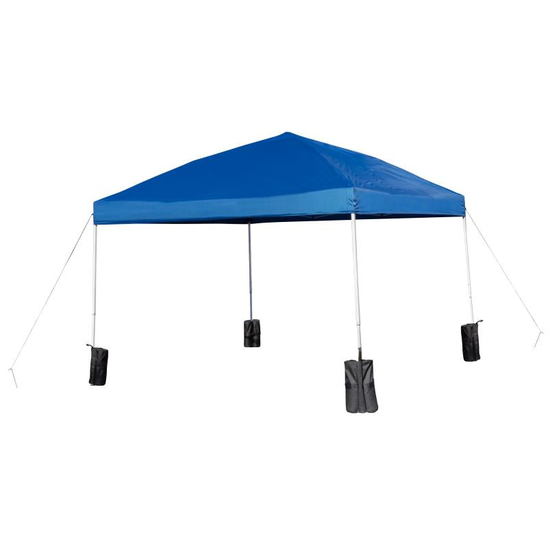 Harris 10'x10' Blue Pop Up Event Straight Leg Canopy Tent with Sandbags and Wheeled Case