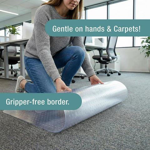 Cleartex® TrYlok® Vinyl Rectangular Chair Mat for Low Pile Carpets up to 1/4" - 35" x 47"