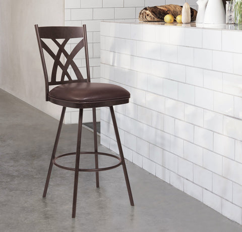 Dover 26 Inches Counter Height Barstool in Auburn Bay and Brown Faux Leather