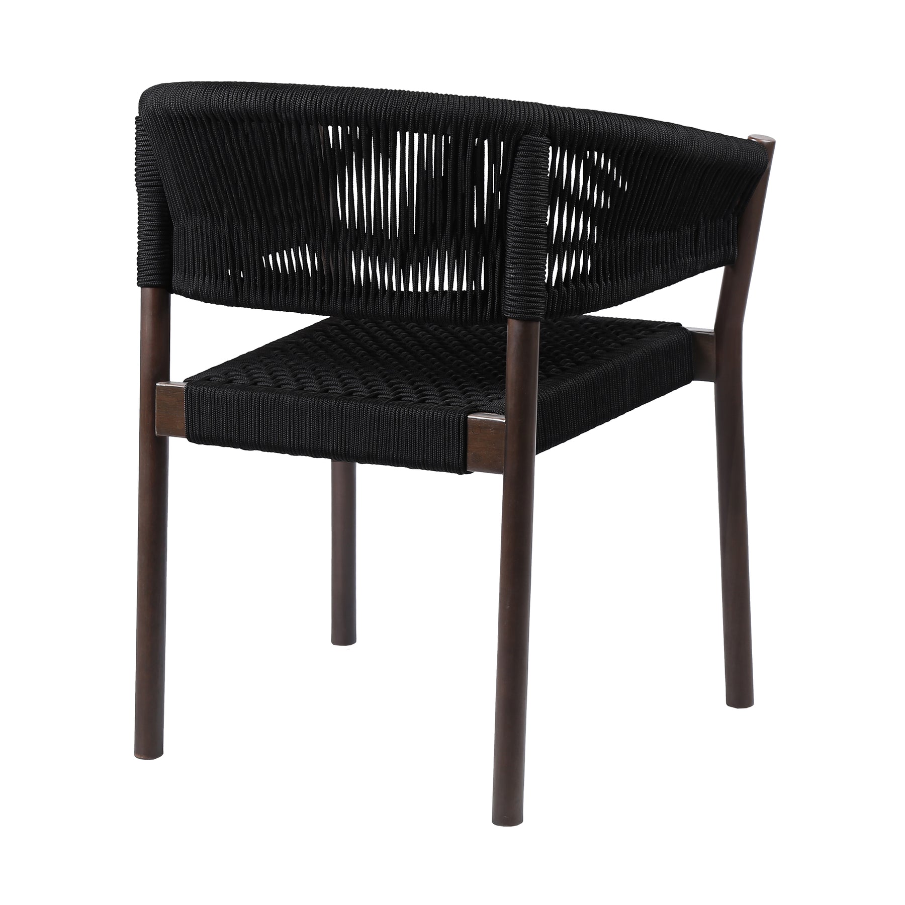 armen Living Doris Indoor Outdoor Dining Chair Eucalyptus Wood Rope-Set of 2, Dark/Black