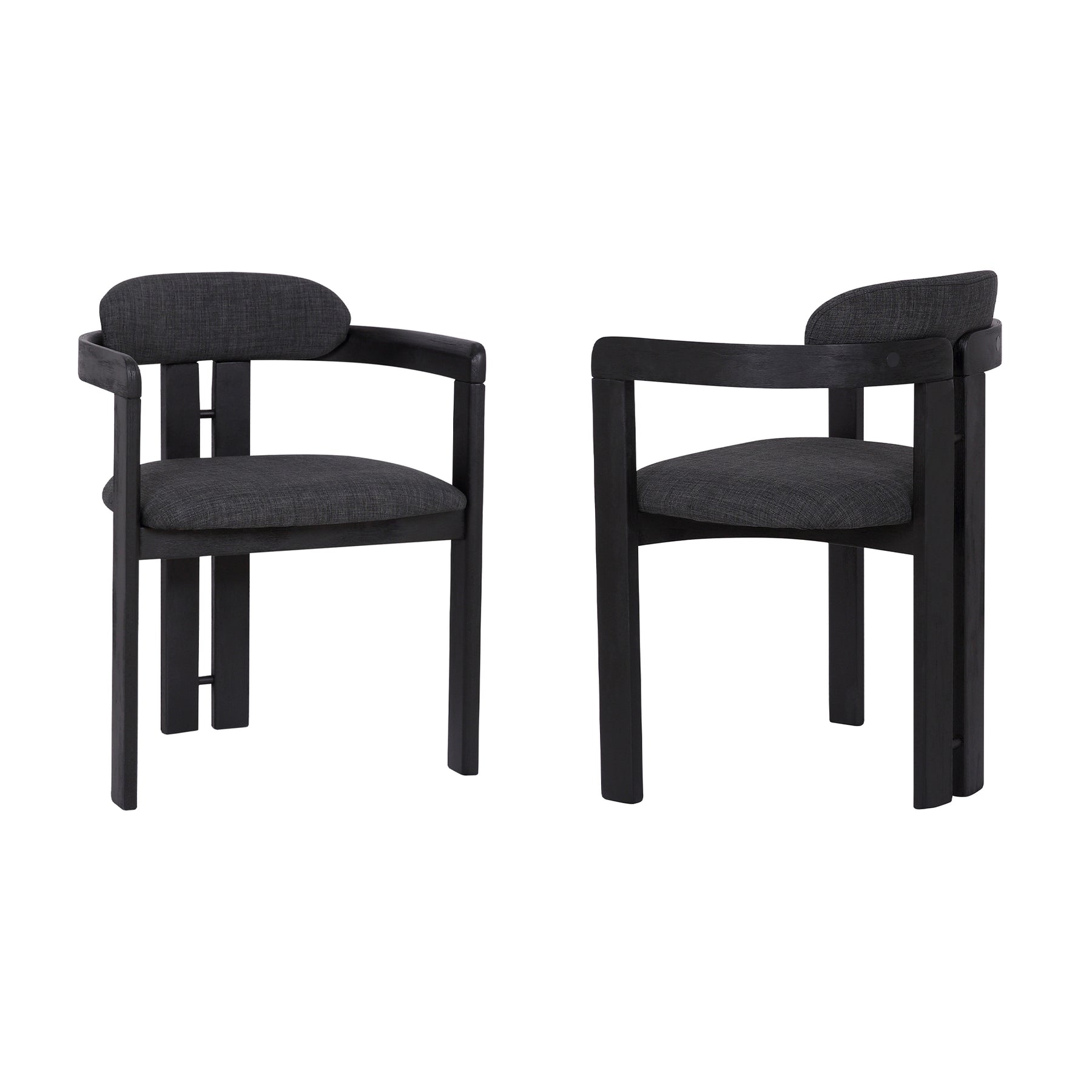 Armen Living Jazmin Modern Upholstered Fabric Dining Chairs, Set of 2, Charcoal/Black